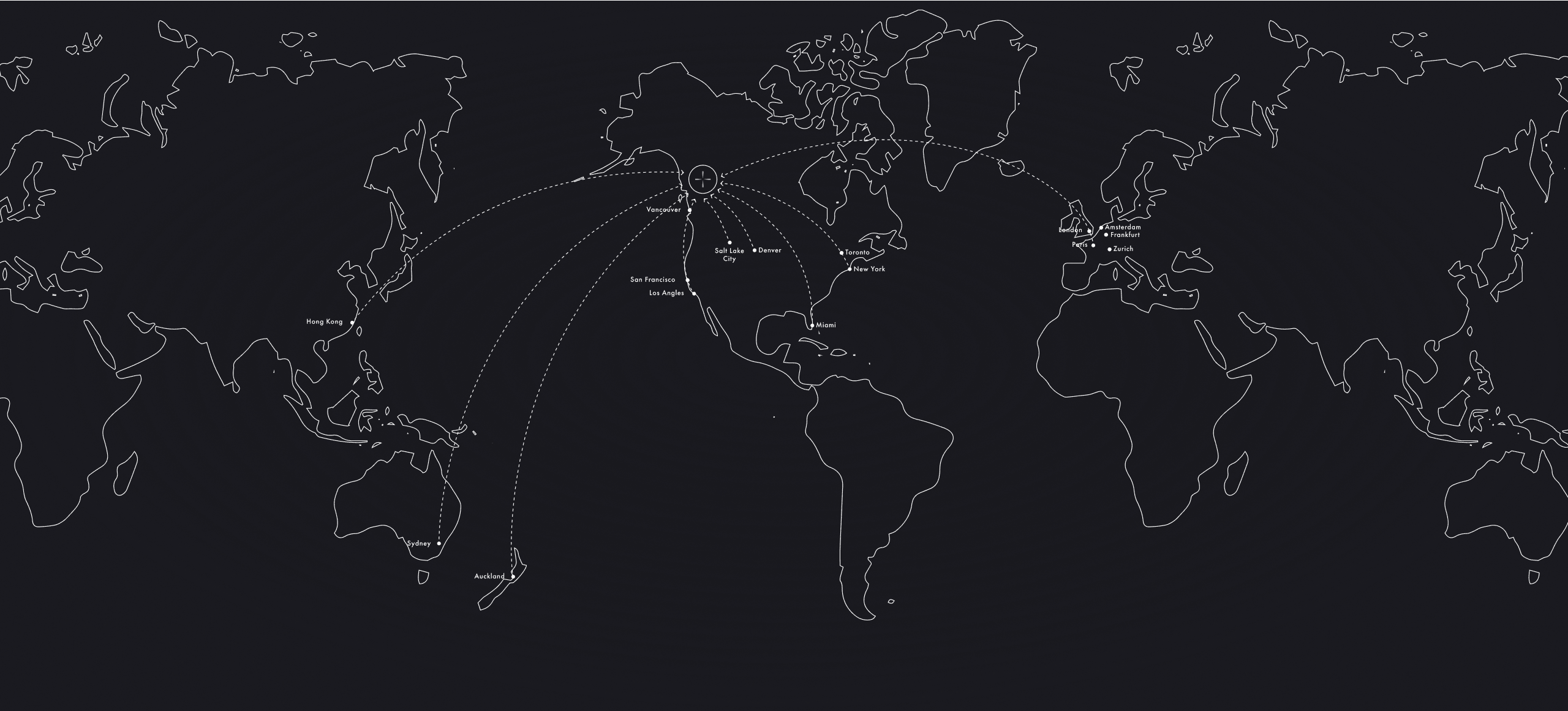 Map of the earth showing the different countries guests have come from