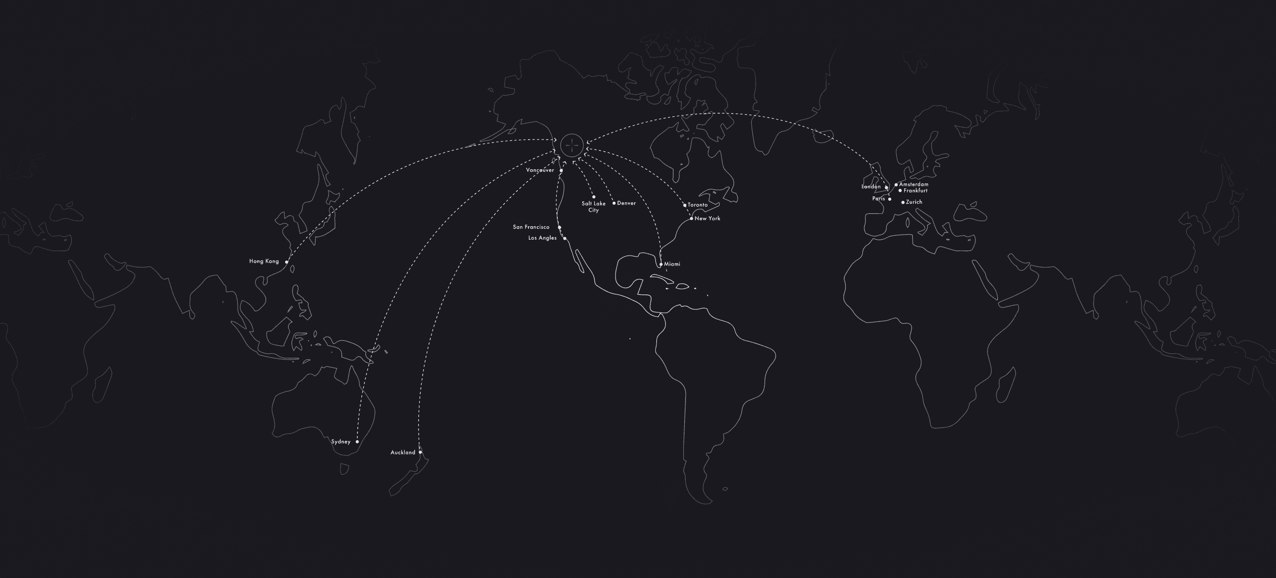 Map of the earth showing the different countries guests have come from