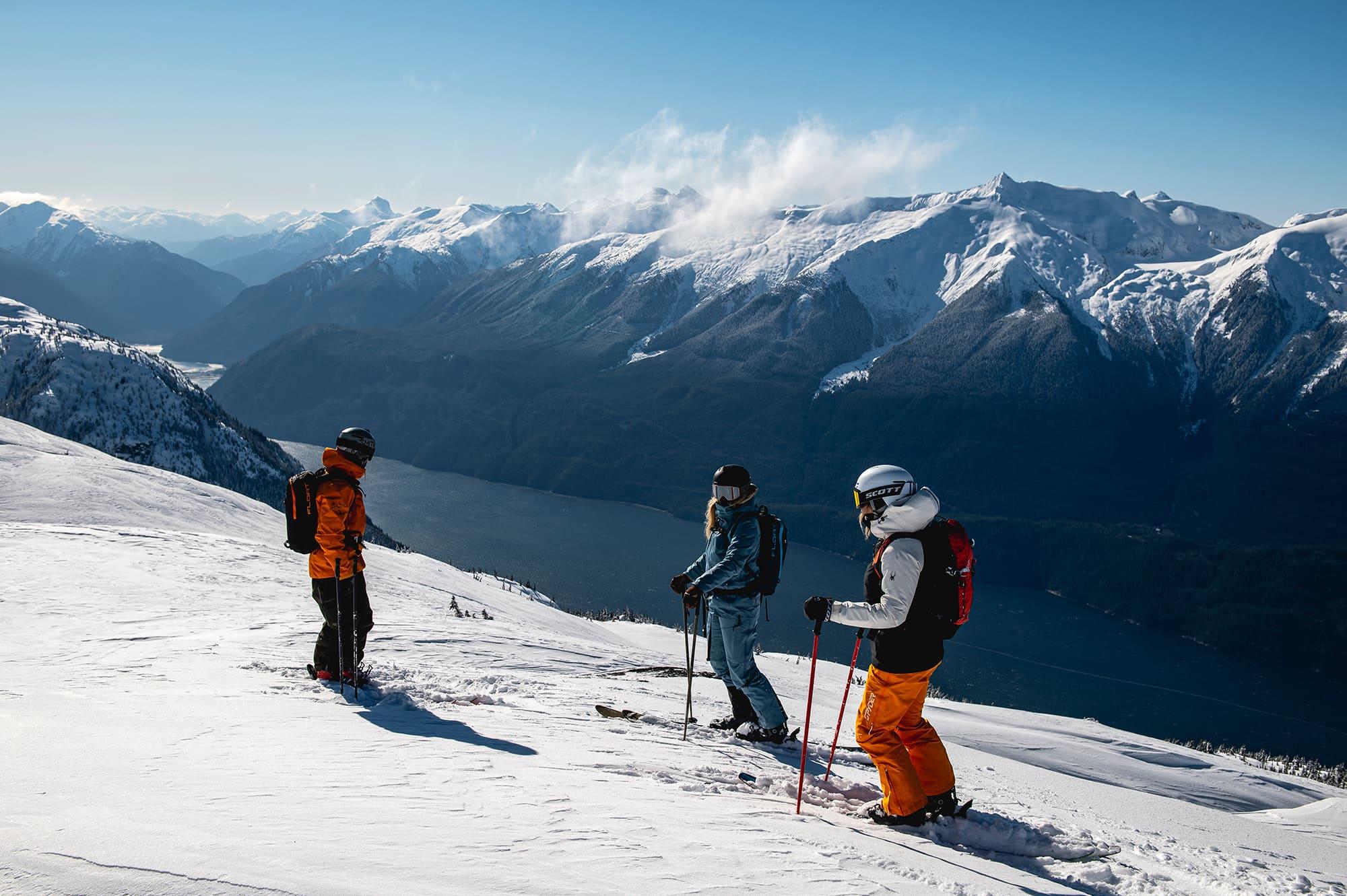 A group of skiers taking a rest