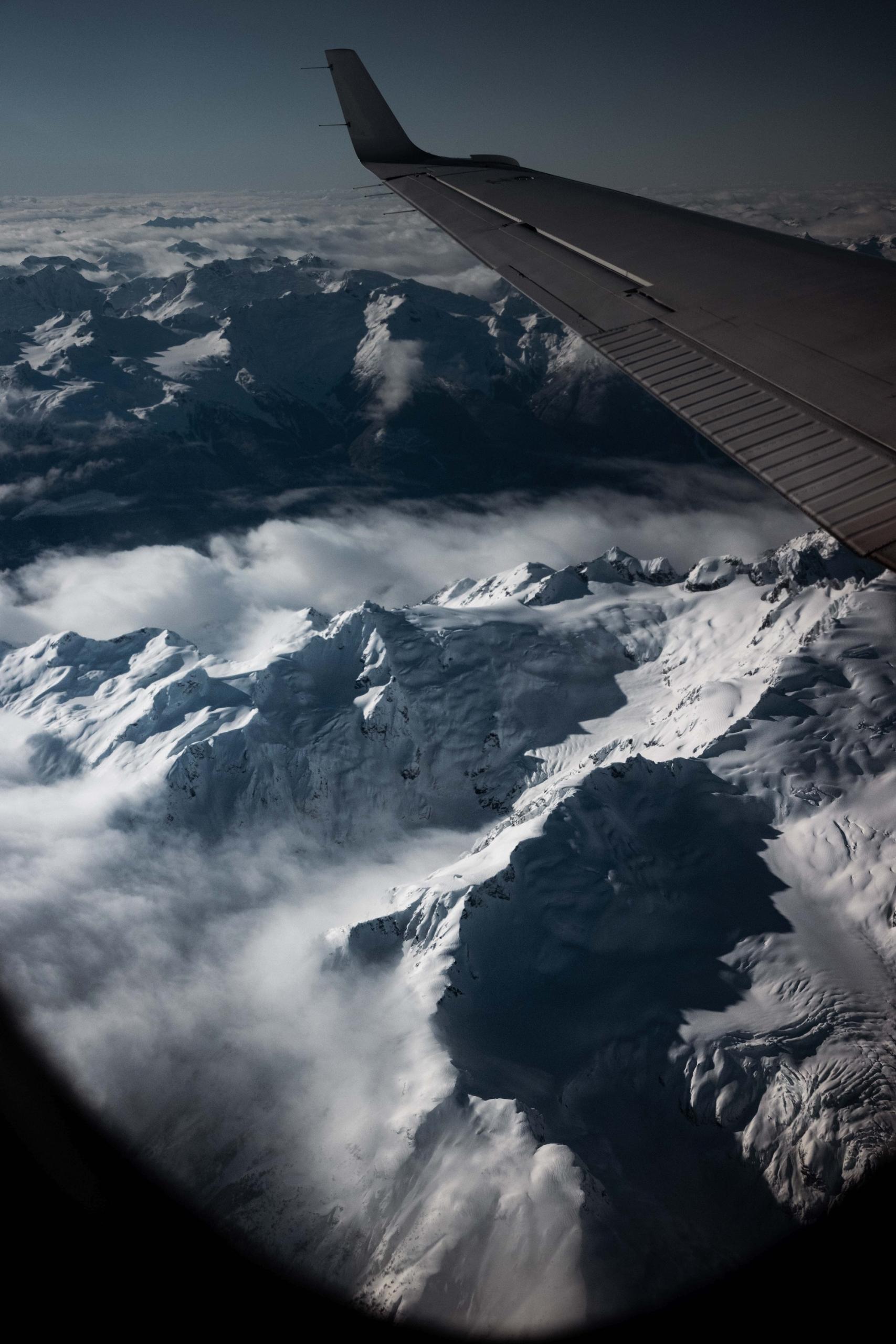 airplane view of mountain